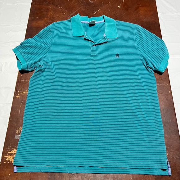 Brooks Brothers Other - Brooks Brothers Performance Polo Mens XXL Slim Fit Teal Navy Stripe Cotton Shirt